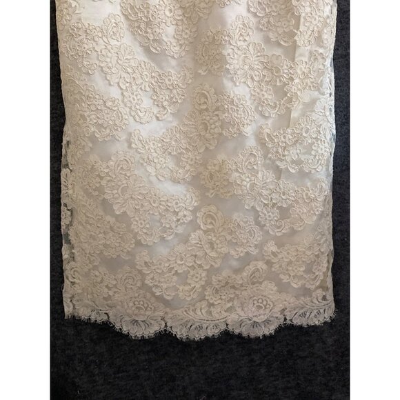 VTG Bridal Dress Wiggle Brocade Lace Cream Ivory Rehearsal Prom Sophia Loren XS - Picture 6 of 16